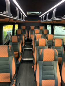 orange and black shuttle interiors