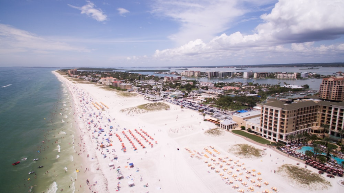 Aerial view of a crowded beach